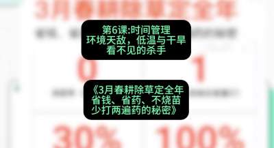 第6节：时间管理环境天敌，低温与干旱&mdash;&mdash;看不见的杀手，课程：《3月春耕除草定全年：省钱、省药、不烧苗、少打两遍药的秘密》